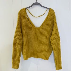 Yet Again Mustard Yellow Twist Back Sweater